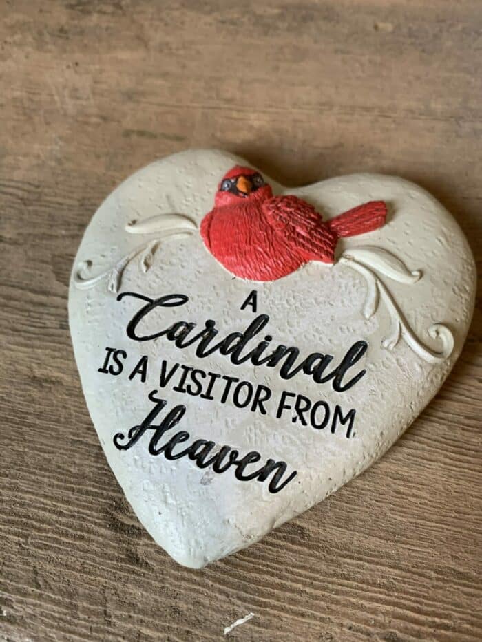 "A Cardinal is a Visitor From Heaven" Heart Cardinal Stone